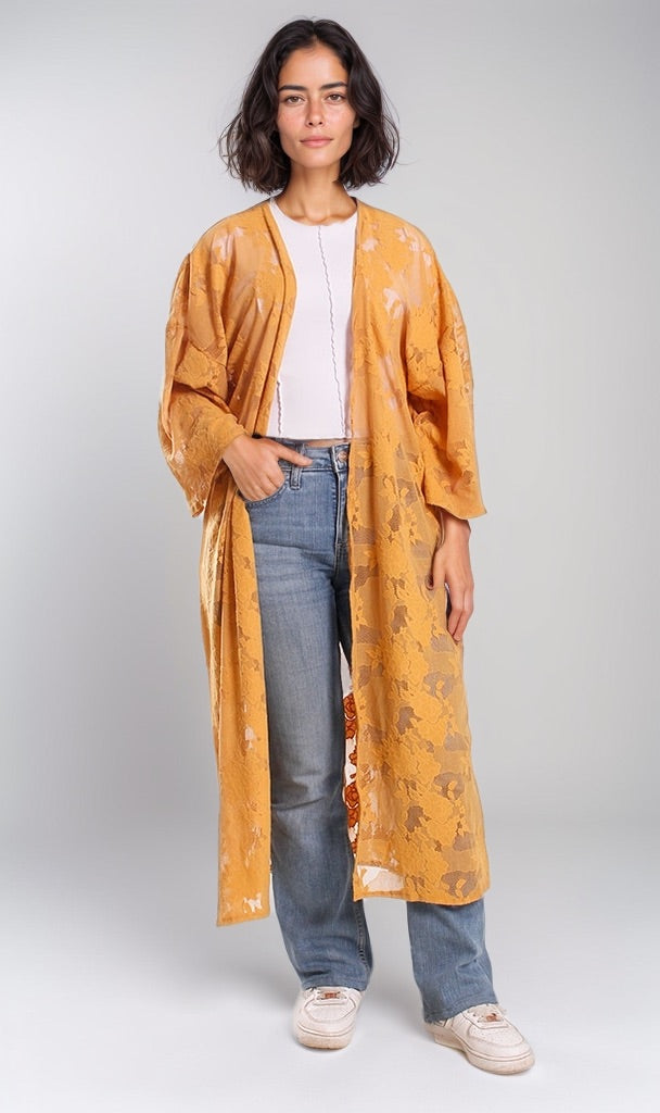 Amber Lace Maxi Duster Cardigan