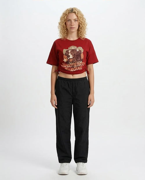 Ravin | Women’s Side-Cinch Graphic Tee – "Hardly Strictly Bluegrass" Edition - Heritage Red - O203510