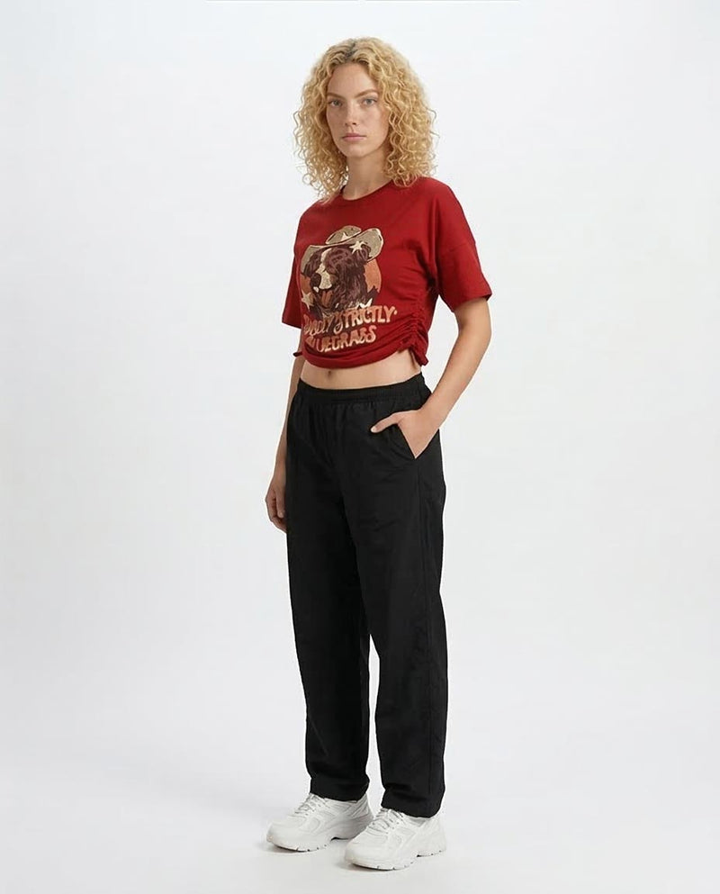 Ravin | Women’s Side-Cinch Graphic Tee – "Hardly Strictly Bluegrass" Edition - Heritage Red - O203510