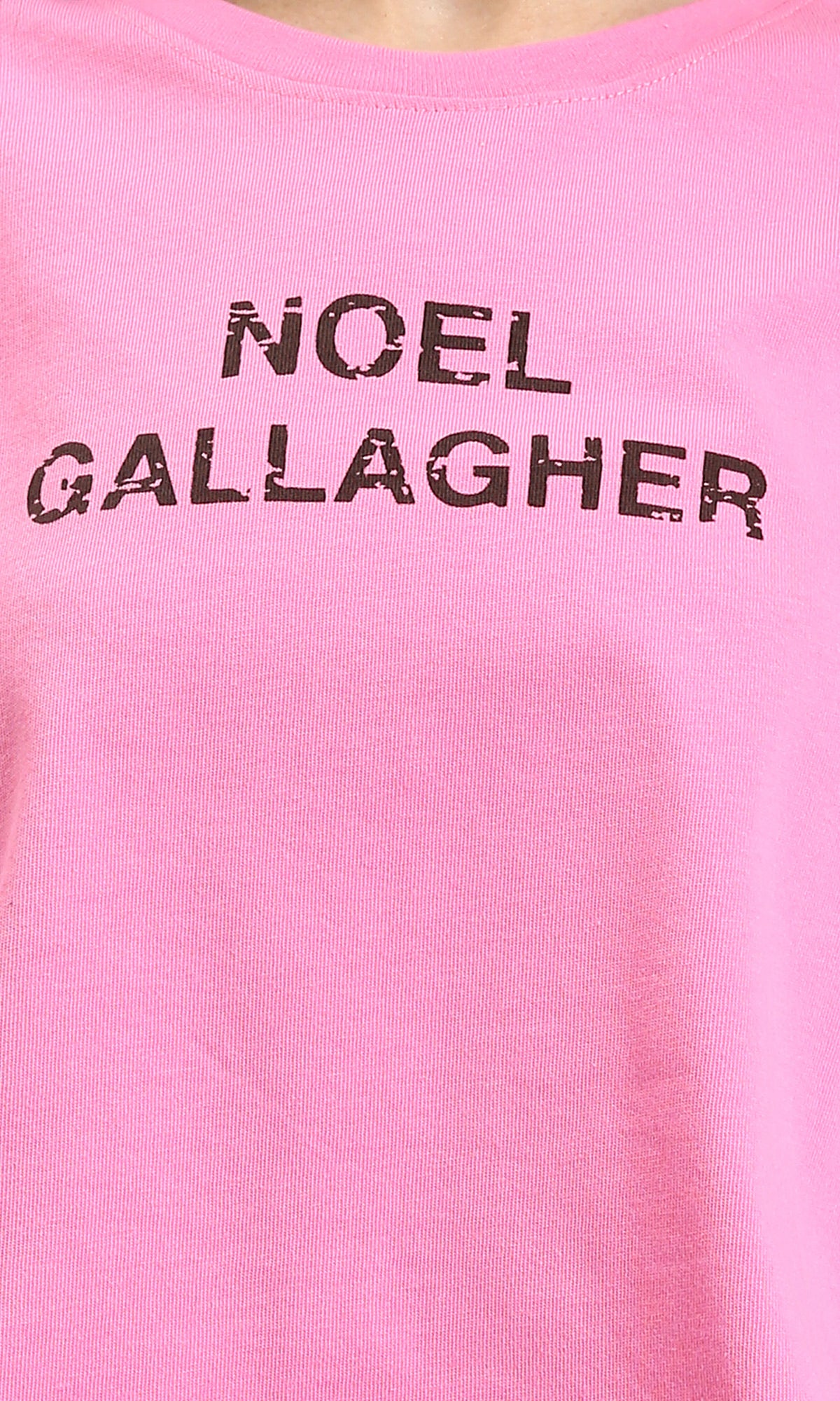 O203511 - Printed Crew Neck Cotton Tee - Pink