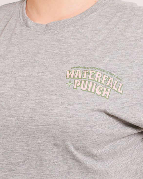 RAVIN Women’s Cropped "Waterfall Punch" Graphic T-Shirt - Grey Marle - O203512