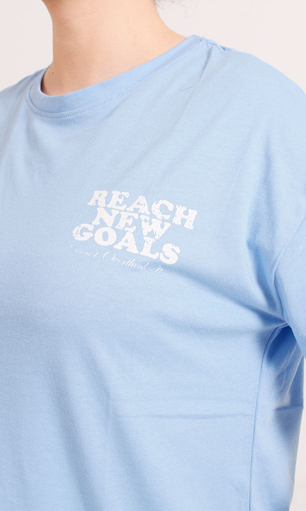 Baby Blue 'Break Free' Graphic Print Oversized T-Shirt