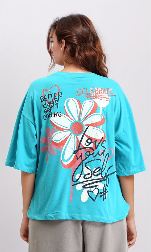 O203514 - Elbow Sleeves Relaxed Fit Comfy Tee - Sky Blue
