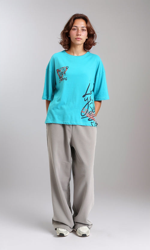O203514 - Elbow Sleeves Relaxed Fit Comfy Tee - Sky Blue