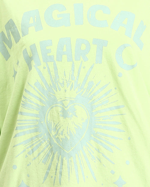Ravin Oversized "Magical Heart" Graphic Tee in Lime Green - O203515