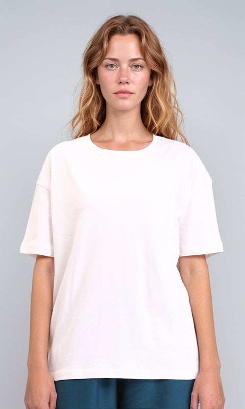 O203516 - Crew Neck Solid Basic Tee - White