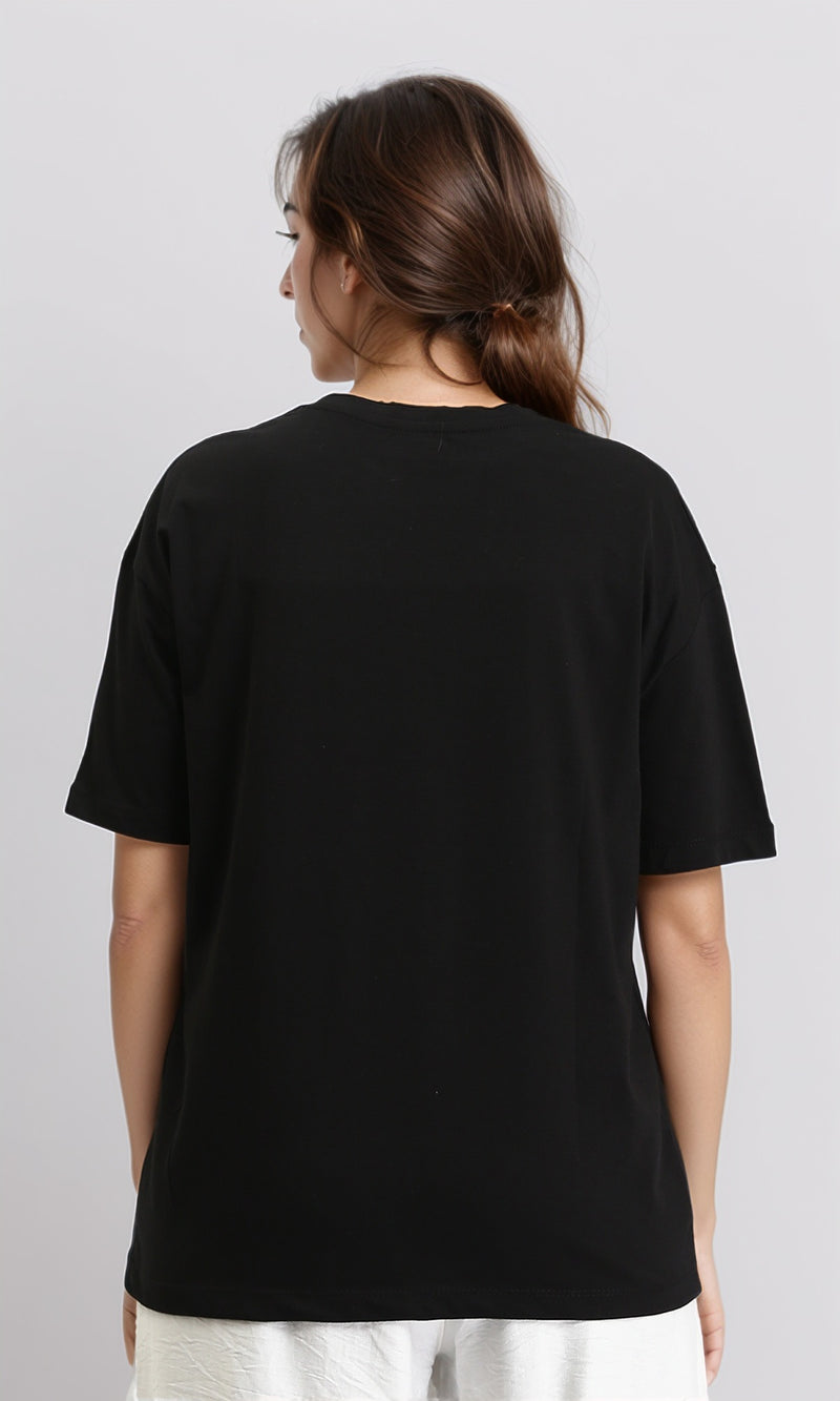 O203517 - Elbow Sleeves Solid Basic Long Tee - Black