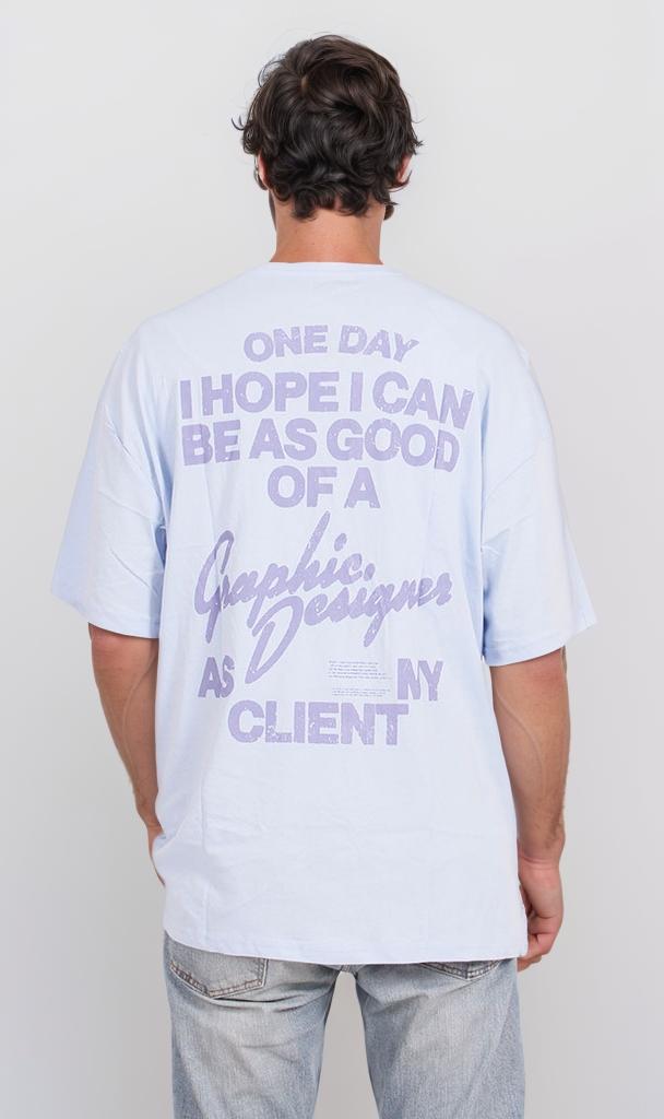O204264 - Graphic Designer Typography T-Shirt – Light Blue