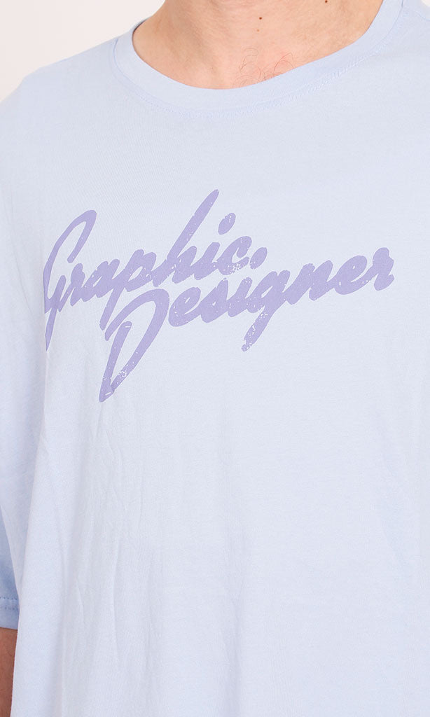 O204264 - Graphic Designer Typography T-Shirt – Light Blue