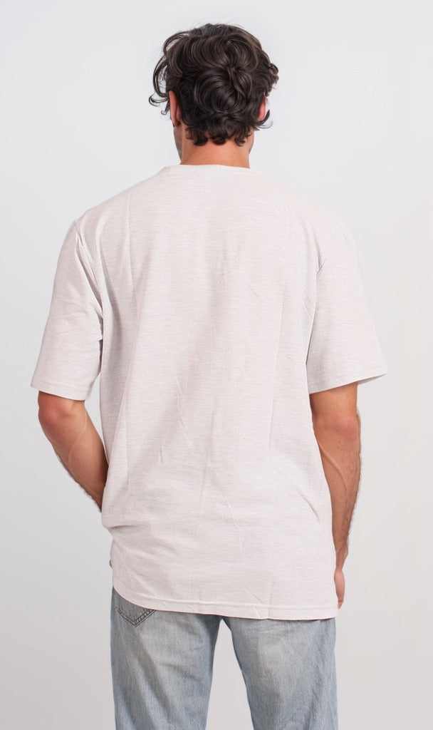 Essential Heathered Crew Neck T-Shirt in Stone
