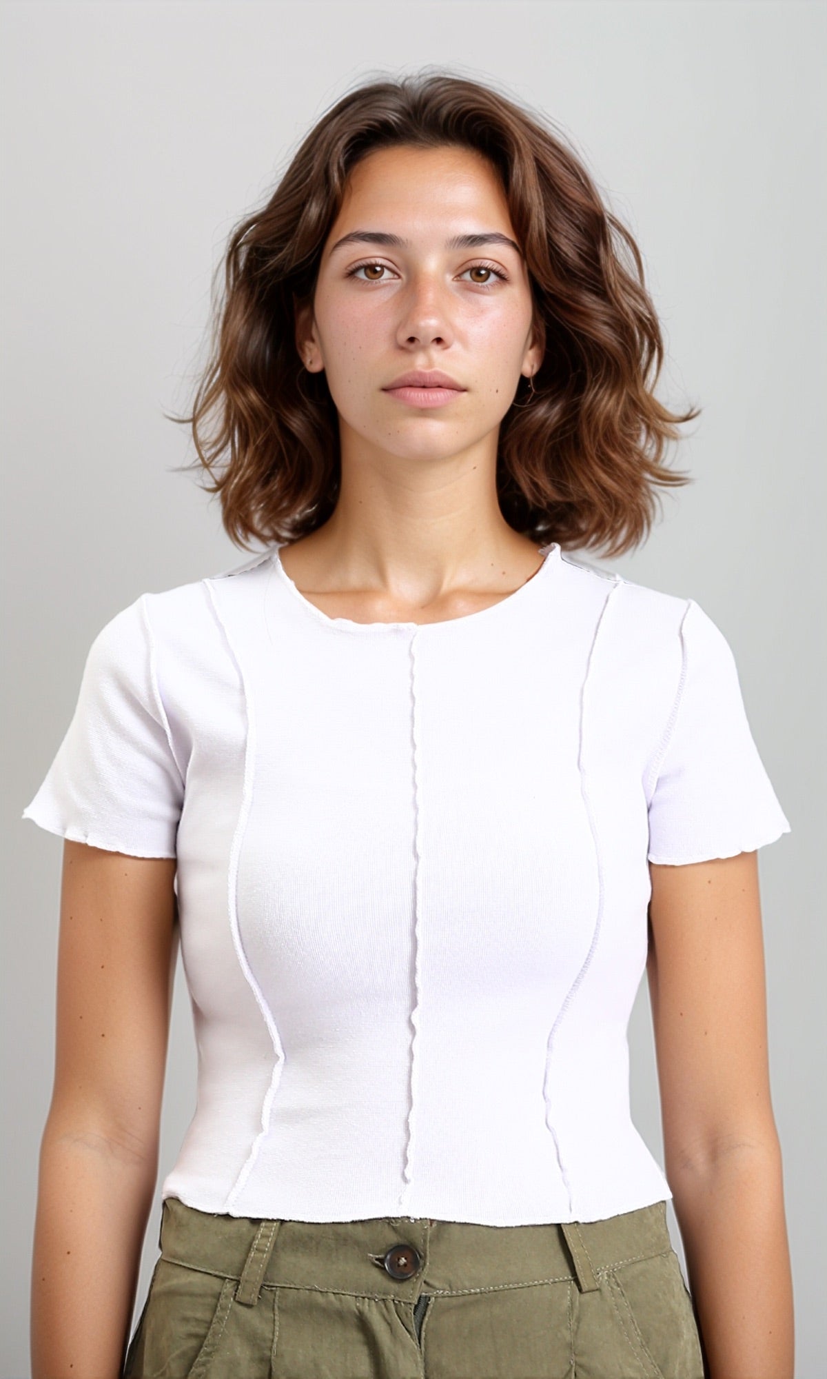 Short Sleeves Fashionable Lettuce Top - White