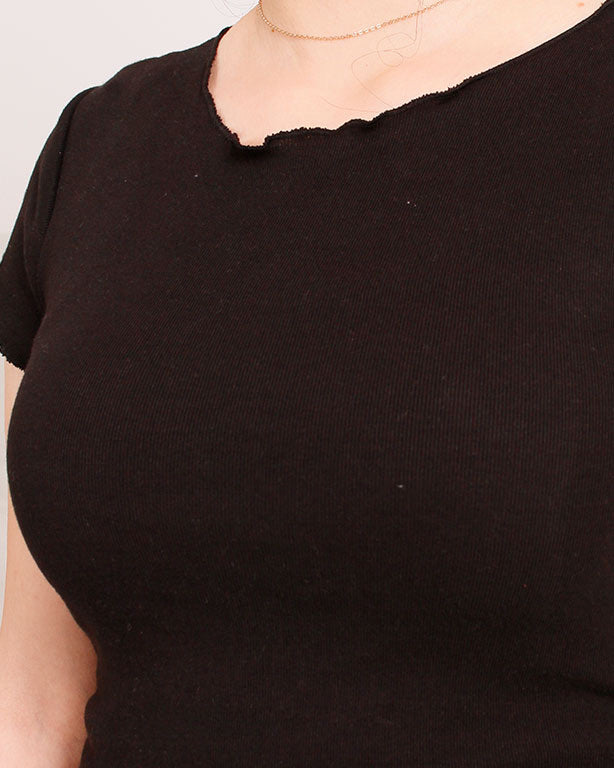 Ravin Women’s Essential Ribbed Baby Tee – Black - O204294