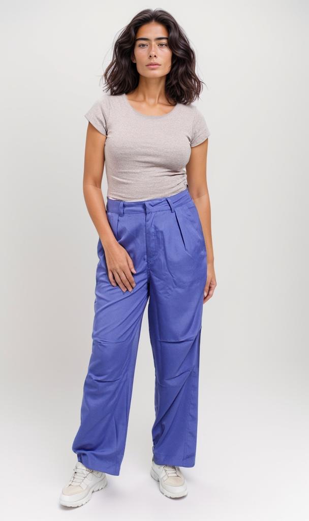 o204295-HIGH-WAISTED WIDE-LEG TROUSERS - BLUE