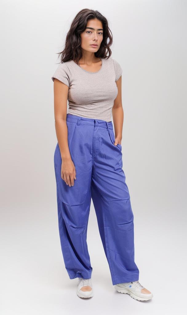 o204295-HIGH-WAISTED WIDE-LEG TROUSERS - BLUE