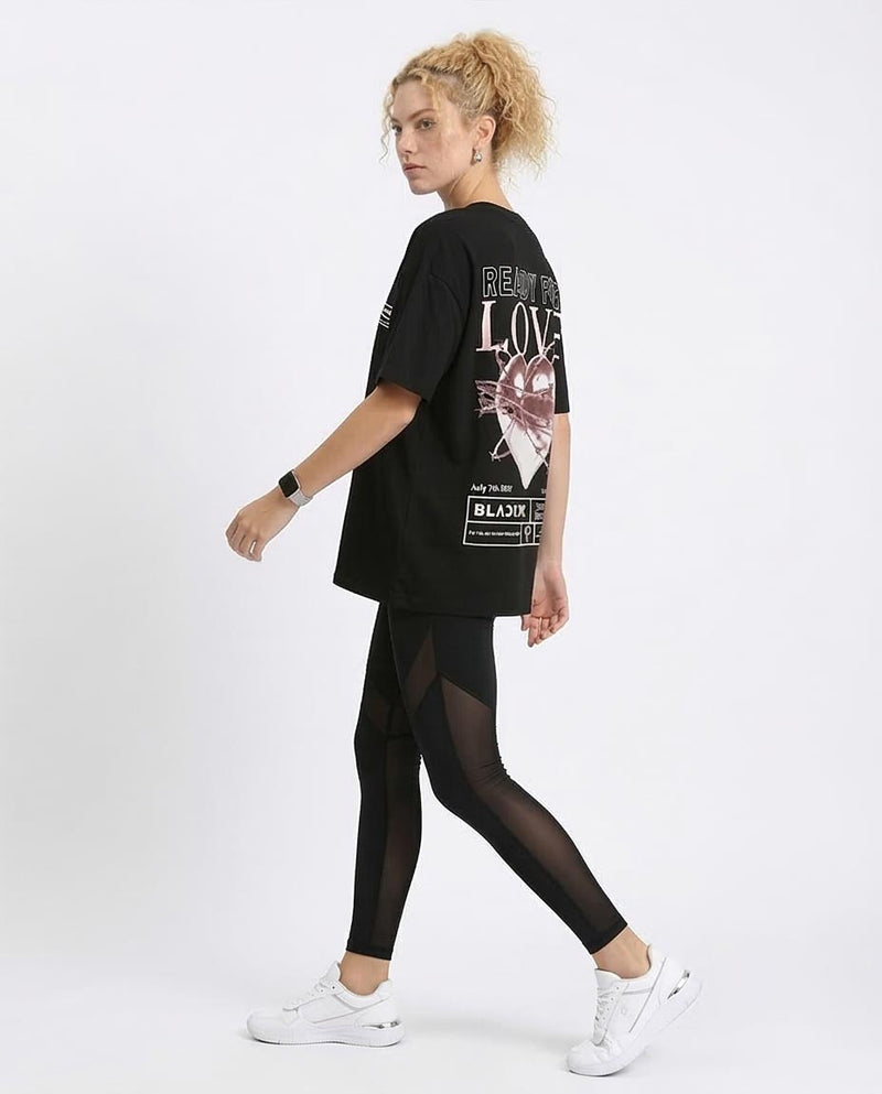 Ravin x BLACKPINK "Ready For Love" Oversized Graphic T-Shirt – Black - O204297