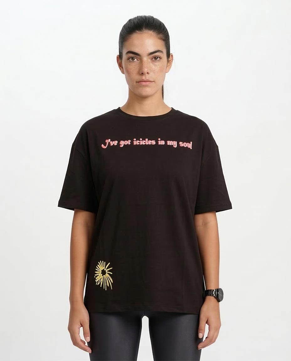 Ravin Unisex Oversized "icicles In My Soul" Graphic T-Shirt - Black