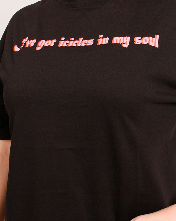 Ravin Unisex Oversized "Icicles in my Soul" Graphic T-Shirt – Black - O204298