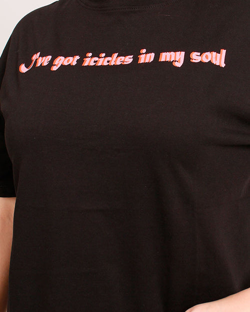 Ravin Unisex Oversized "Icicles in my Soul" Graphic T-Shirt – Black - O204298