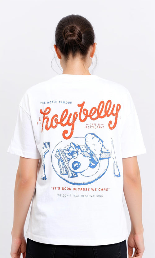 O204299 - Crew Neck Printed Cotton Tee - White