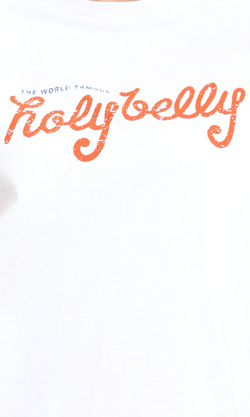 O204299 - Crew Neck Printed Cotton Tee - White