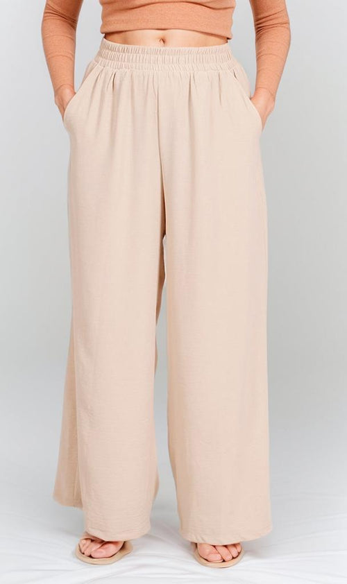 Wide-Leg Pants - Beige