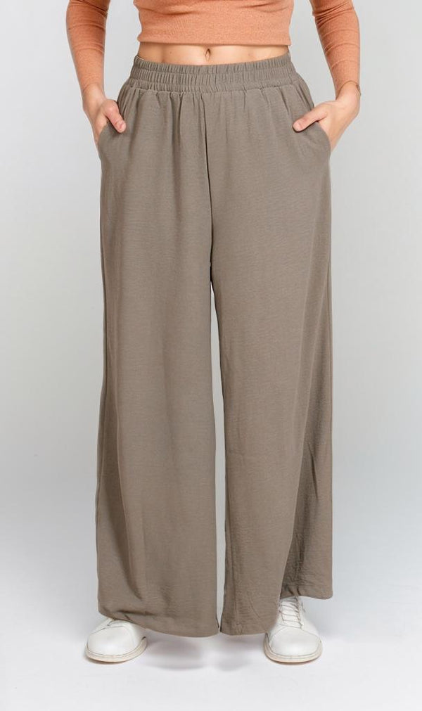 O204325-O204325 - Wide-Leg Relaxed Pants - Olive