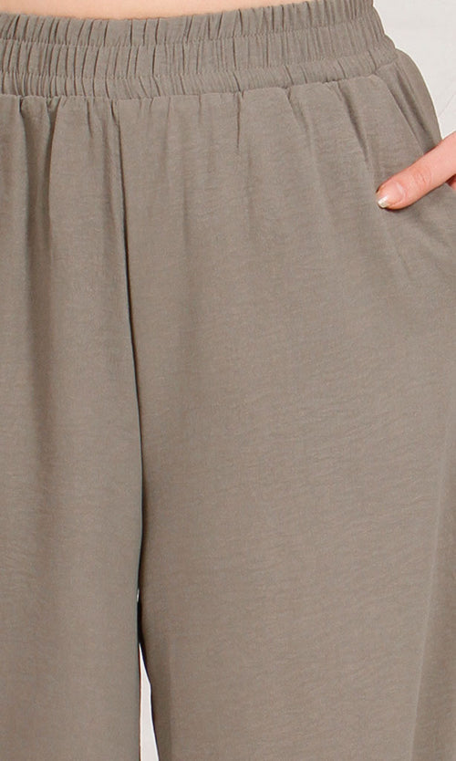 O204325-O204325 - Wide-Leg Relaxed Pants - Olive