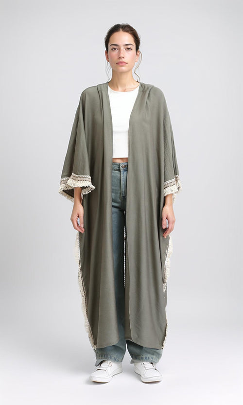 Linen Spanish Open Cardigan - Taupe