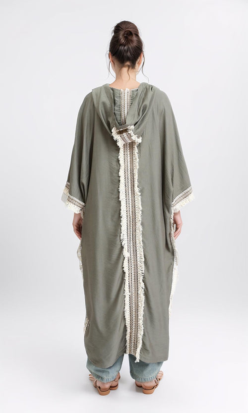 O204326 - Linen Spanish Open Cardigan - Taupe