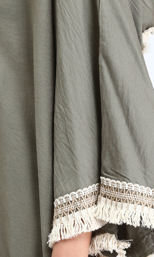 O204326 - Linen Spanish Open Cardigan - Taupe