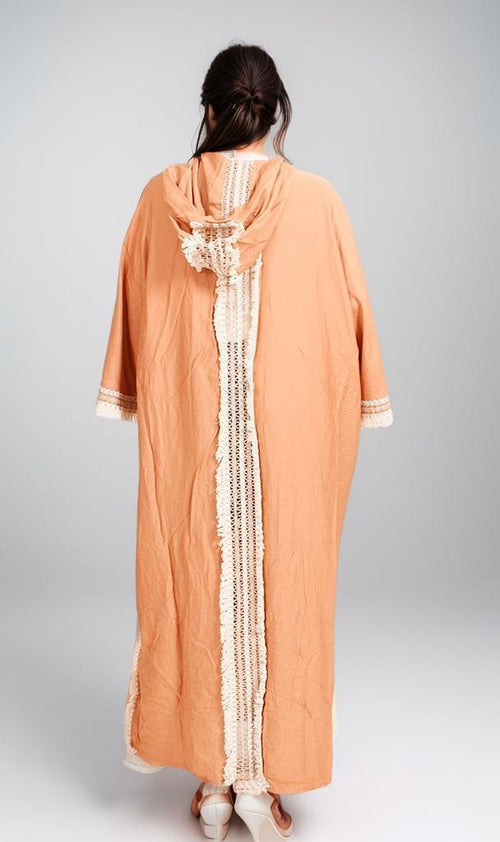 O204327 - Embroidered Linen Kimono - Rust Brown