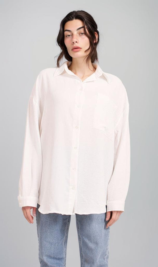 O204328 - Wide-Leg Long-Sleeve Shirt - White