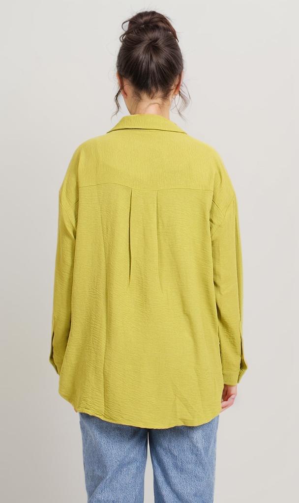O204329-O204329 - Textured Button-Up Shirt - Mustard