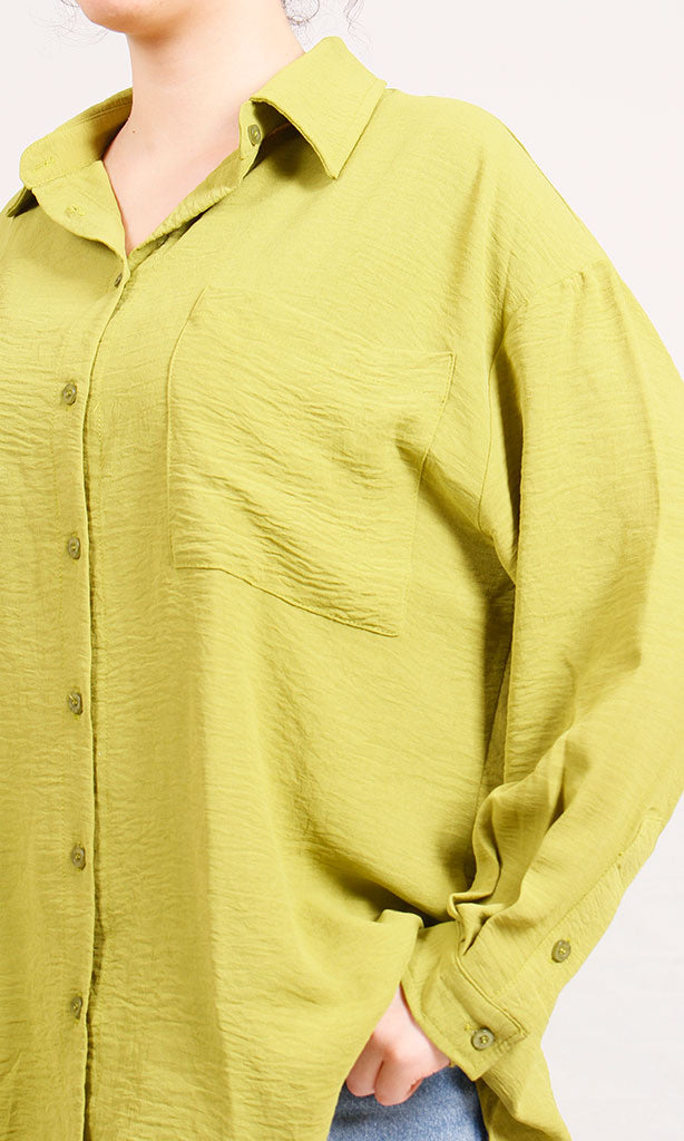 O204329-O204329 - Textured Button-Up Shirt - Mustard