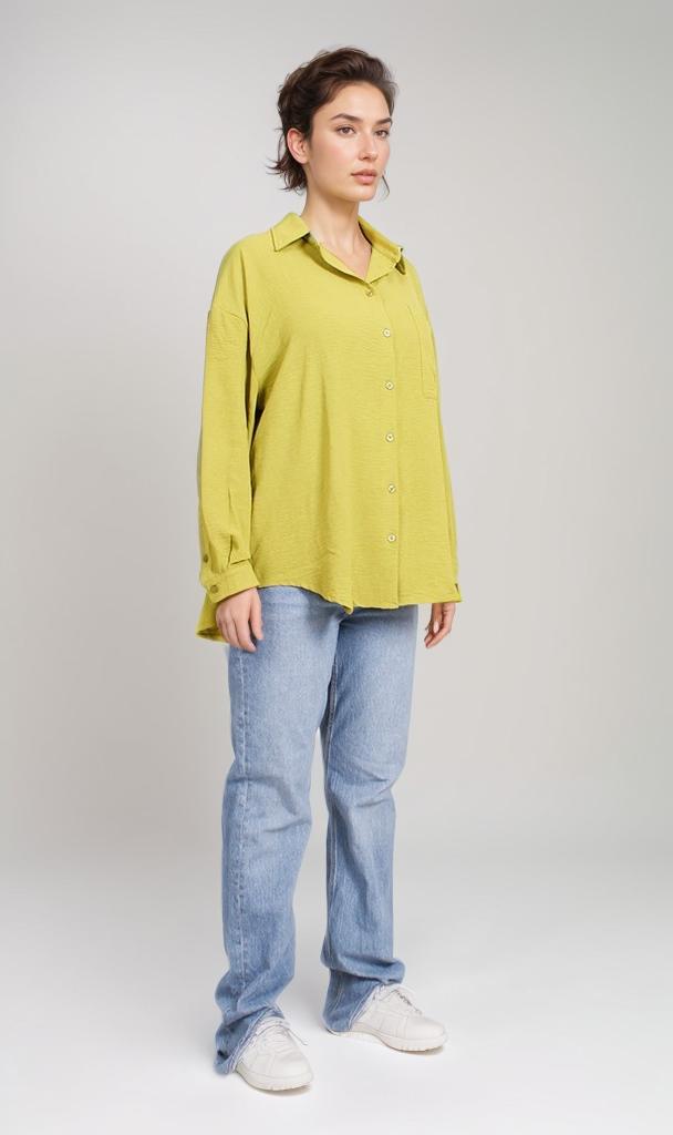 O204329-O204329 - Textured Button-Up Shirt - Mustard