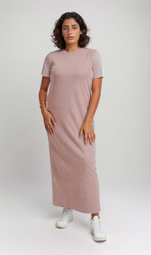 O204389 - Ribbed Midi Dress - Mauve