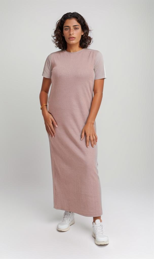 O204389 - Ribbed Midi Dress - Mauve
