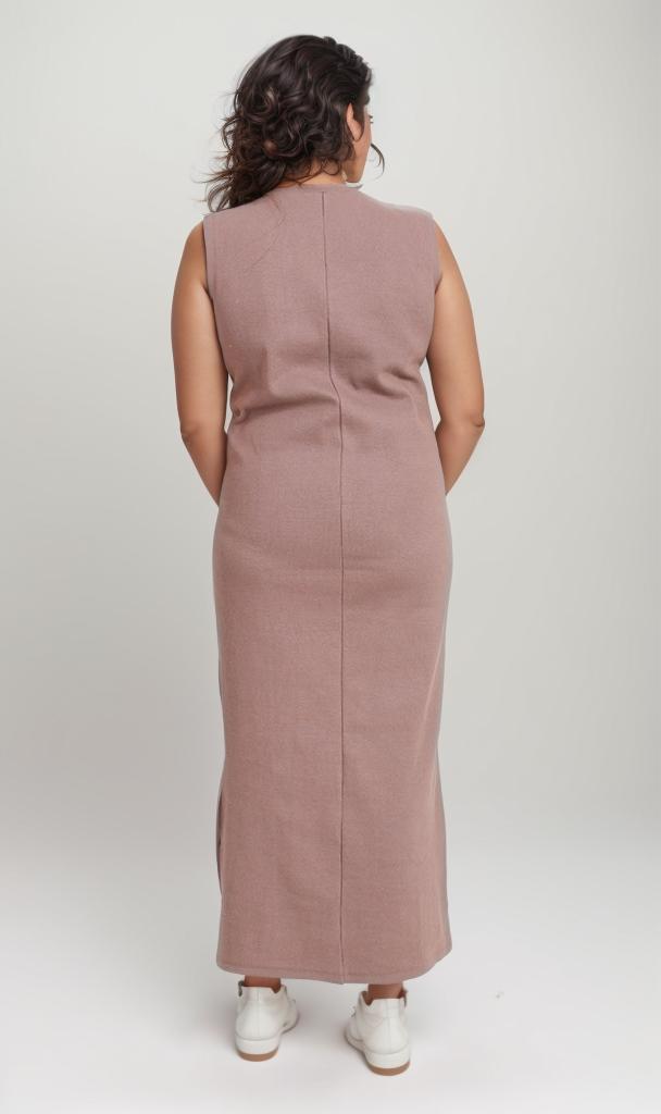 O204389 - Ribbed Midi Dress - Mauve
