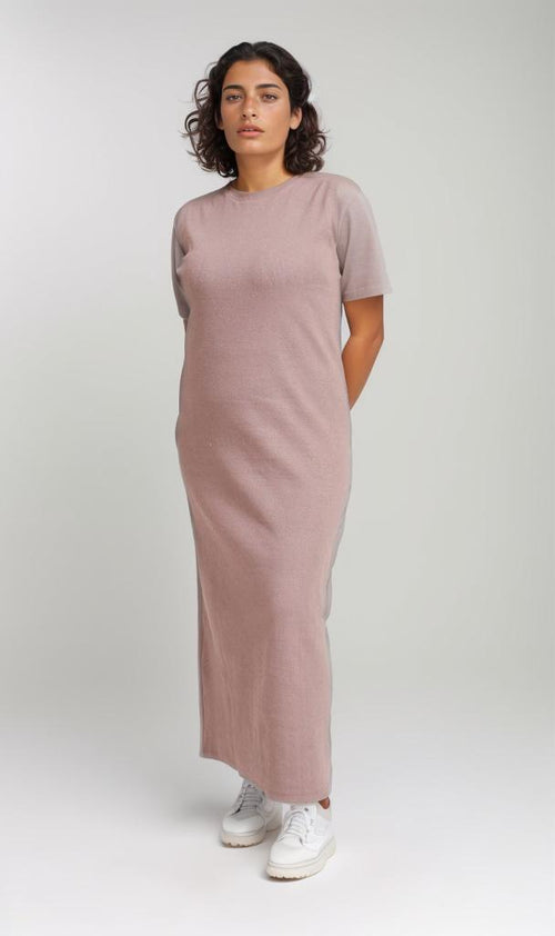 O204389 - Ribbed Midi Dress - Mauve