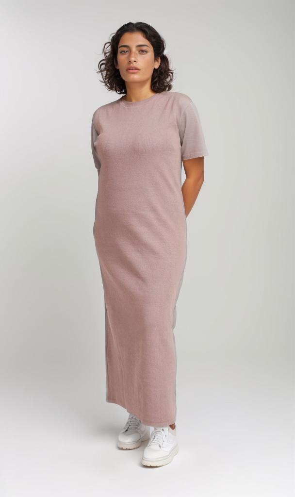 O204389 - Ribbed Midi Dress - Mauve