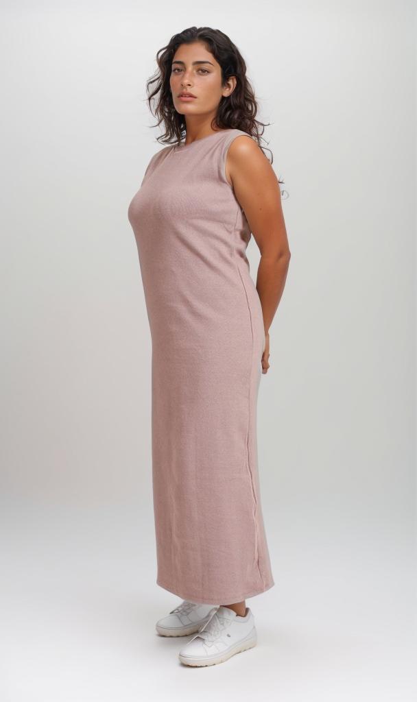 O204389 - Ribbed Midi Dress - Mauve