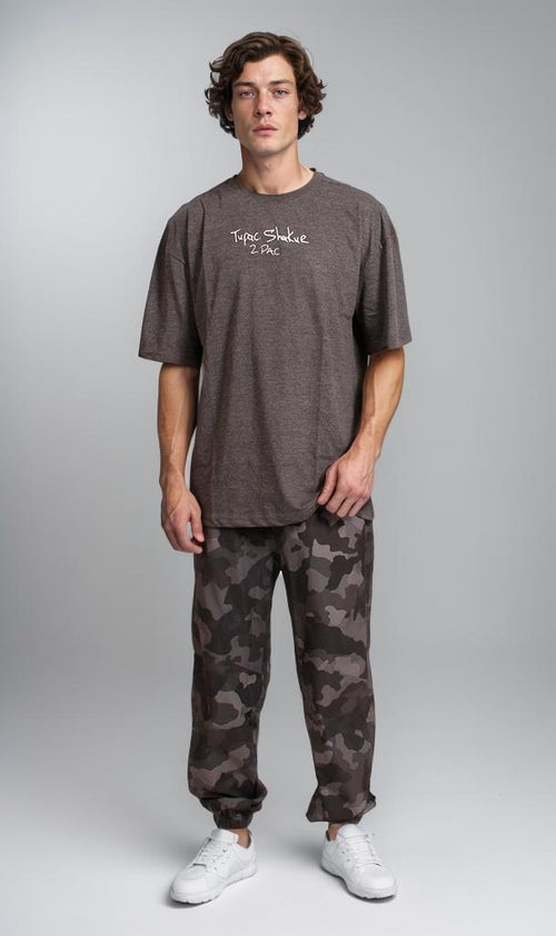 R204519 - Graphic Printed Oversized T-Shirt - Charcoal Grey