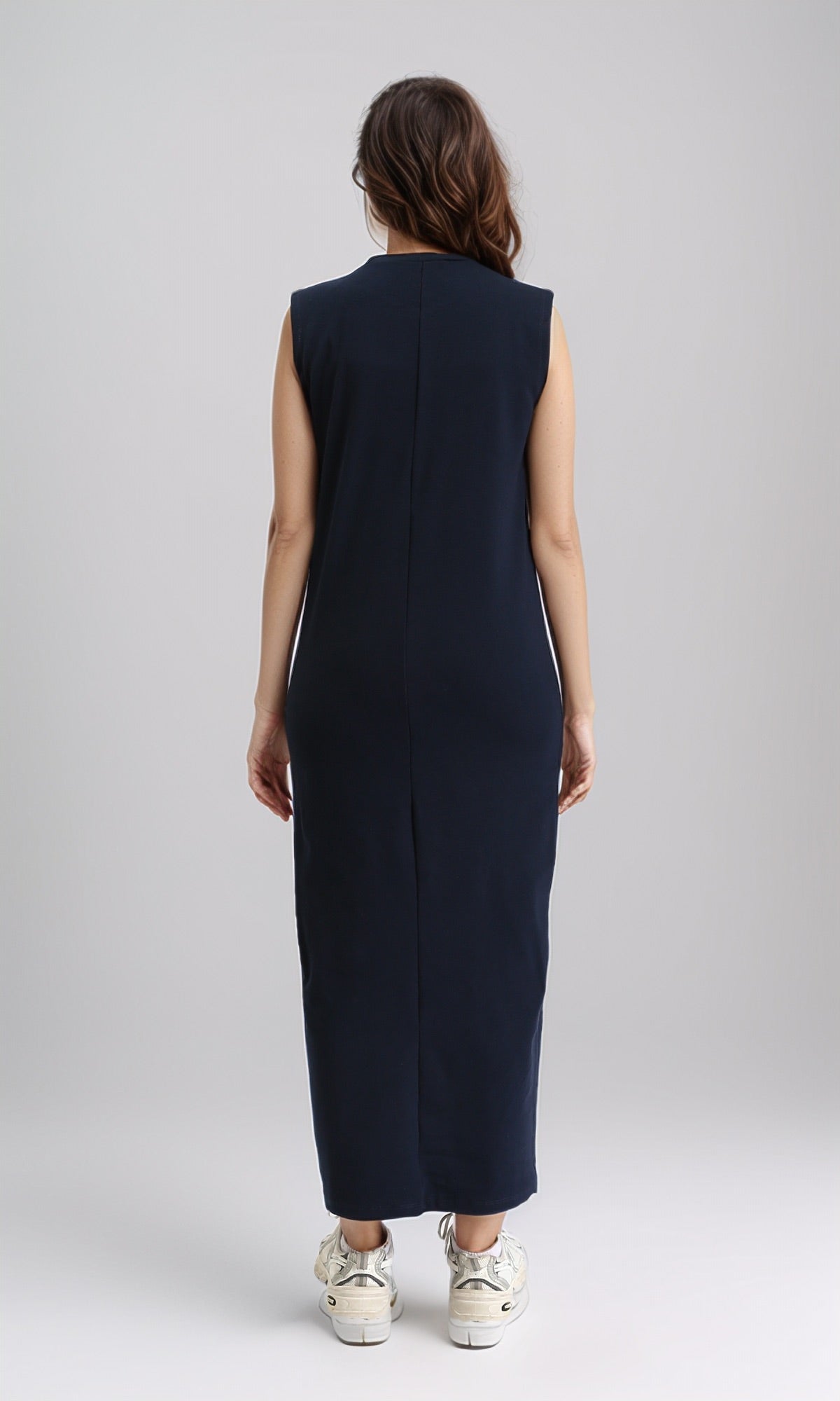 R204521 - Round Neck Sleeveless Maxi Dress - Dark Navy Blue