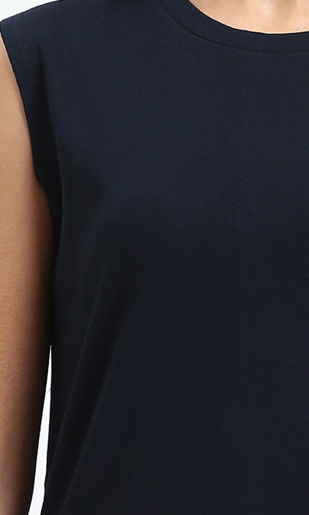 R204521 - Round Neck Sleeveless Maxi Dress - Dark Navy Blue