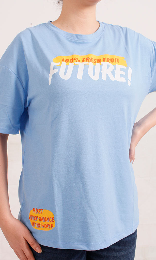 Sky Blue Oversized Future Fruit Graphic Tee - R204526