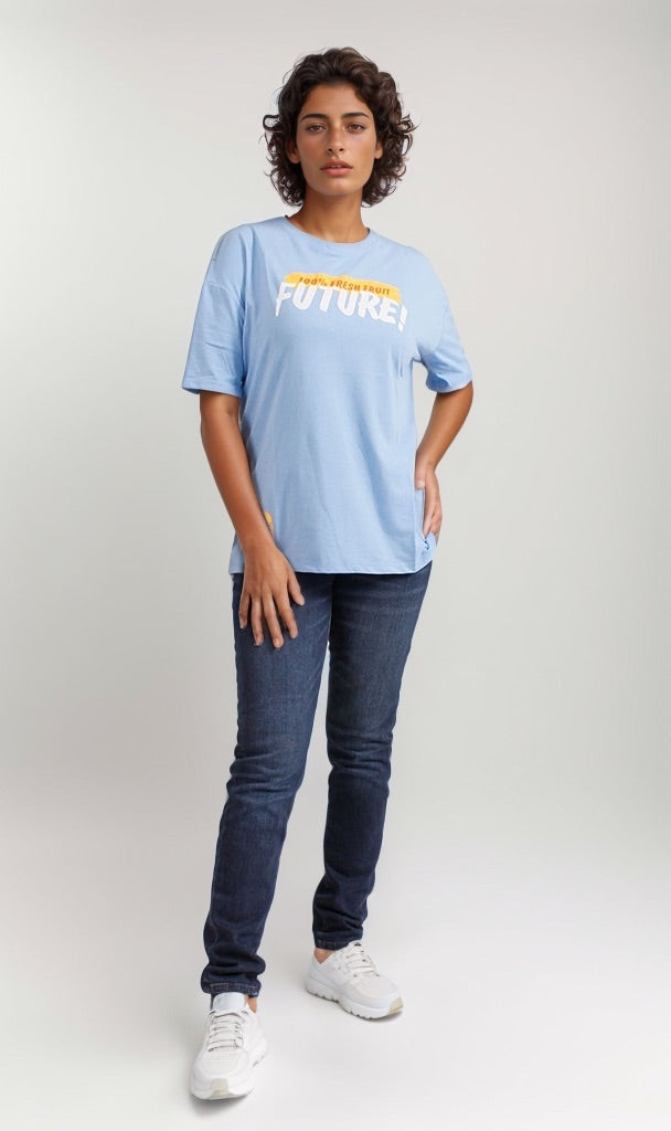 Sky Blue Oversized Future Fruit Graphic Tee - R204526