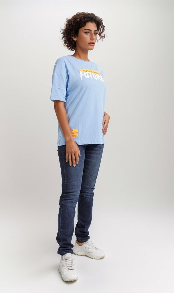 Sky Blue Oversized Future Fruit Graphic Tee - R204526
