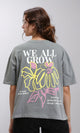 R204528 - Printed "We All Grow" Crew Neck Tee - Grey