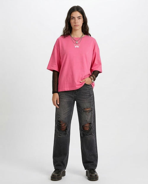 RAVIN Men’s Oversized "Evolve or Repeat" Graphic T-Shirt - Pink - R204531