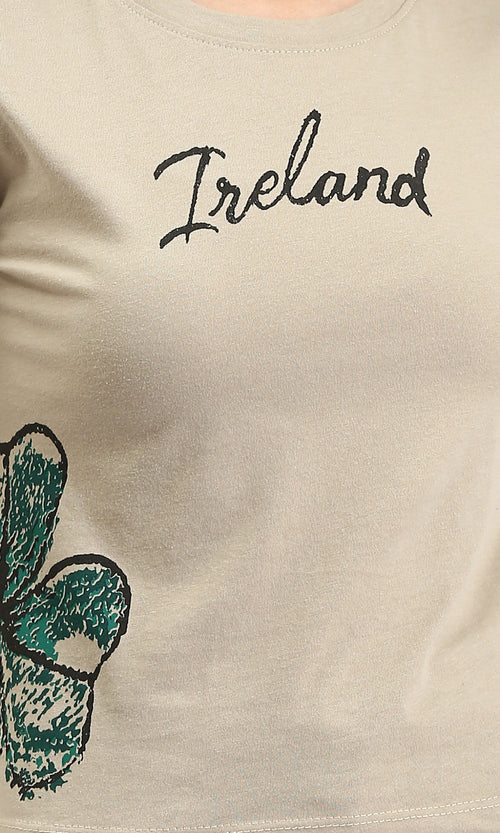 R204534 - Short Sleeves Printed Regular Tee - Light Coffee